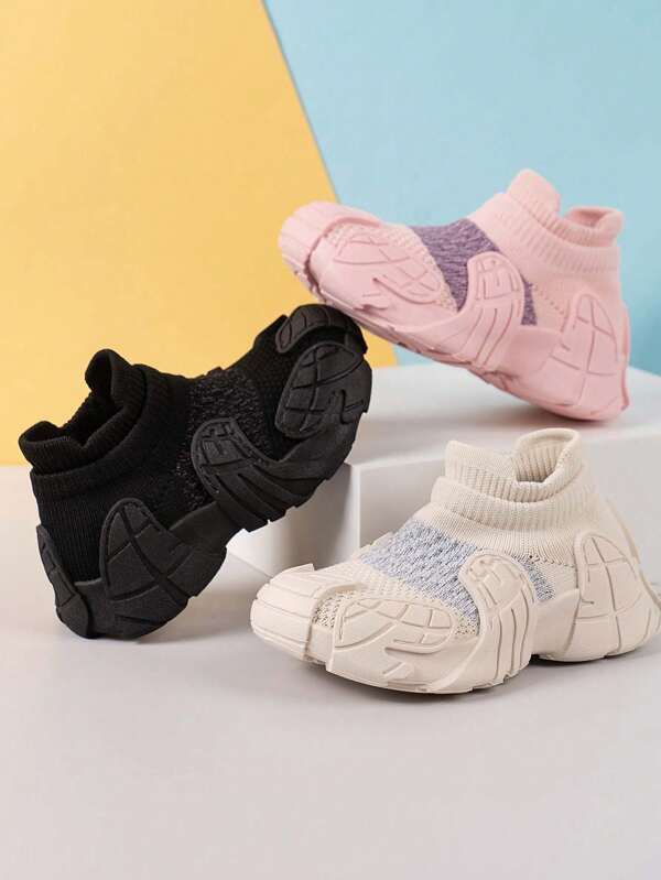 1 Pair Soft Bottom Anti-Slip Breathable Slip-On Socks Shoes For Toddler Girls & Boys, Versatile Sports Shoes Suitable For Spring & Autumn