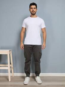 Men's Cargo Pants WITH Elastic Stitch - 深灰色 - 查看 3