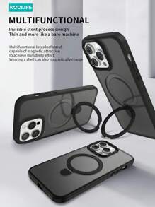 Koolife 1 件彩色柔软触感哑光磁性手机壳，内置磁性支架，软边全覆盖，防滑防摔，PC+TPU，适用于 17 ProMax/17/17 Pro/17 Air/16/16 Pro/16 Plus/16 ProMax/12/12 Pro/12 ProMax/13/13 Pro/13 ProMax/14/14 Plus/14 Pro/14 ProMax/15/15 Pro/15 Plus/15 ProMax - 黑色 - 查看 3