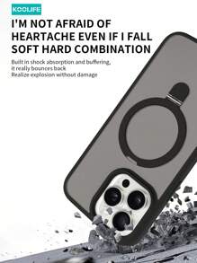 Koolife 1 件彩色柔软触感哑光磁性手机壳，内置磁性支架，软边全覆盖，防滑防摔，PC+TPU，适用于 17 ProMax/17/17 Pro/17 Air/16/16 Pro/16 Plus/16 ProMax/12/12 Pro/12 ProMax/13/13 Pro/13 ProMax/14/14 Plus/14 Pro/14 ProMax/15/15 Pro/15 Plus/15 ProMax - 黑色 - 查看 6