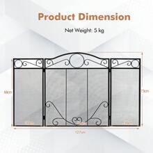 3-Panel Fireplace Screen, Folding Spark Guard With Exquisite Pattern For Baby & Pets, Freestanding Fence For Wood Burner, Open Fire, No Assembly Required, Black - Black - View 2