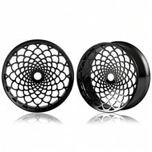 2 PIEZAS Enchufes y túneles para orejas elegantes con patrón de red y calado, hipoalergénicos, de acero inoxidable 316L para perforaciones corporales en orejas estiradas, joyería