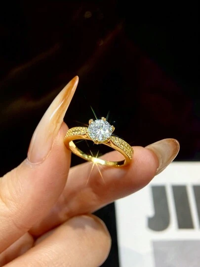 1 件 1 克拉 6 托精致奢华星形女王戒指无色莫桑石钻石订婚戒指女士婚礼新娘珍品