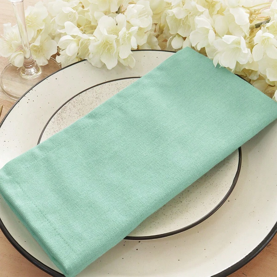 12pcs Solid Color Cloth Napkins, Washable Cotton Table Napkin For Household Dining Fall Autumn Decor Wedding Hotel 45*45cm - 綠松石 - 查看 1
