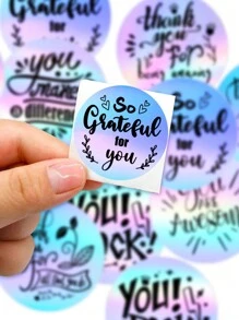 500 张/卷彩虹全息感谢自粘贴纸、礼品包装装饰贴纸、信封封口、1 英寸感谢标签 - 彩色 - 查看 4