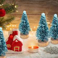10 件迷你圣诞饰品圣诞树装饰圣诞挂饰人造圣诞树圣诞饰品木制装饰品 - 彩色 - 查看 3