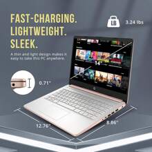 HP Stream 14" HD BrightView Laptop, Intel Celeron N4120, Up To 16GB RAM, 288GB Storage (128GB EMMC + 160GB Docking Station Set), Intel UHD Graphics, 720p Webcam, Wi-Fi, 1 Year Office 365, Win 11 S - 金色 - 查看 7