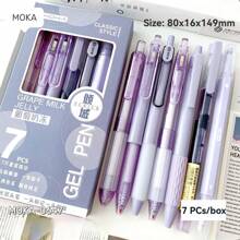 7pcs Gel Ink Rollerball Pens Set - Medium Point 0.5mm, Quick Drying, Lightweight Glass Material - Smooth Writing For Office And School Use.Halloween And Christmas Kawaii Holiday Gifts(Blueberry Jam+Dolphin Ruler 4 Pieces Set)
