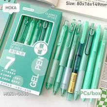 7pcs Gel Ink Rollerball Pens Set - Medium Point 0.5mm, Quick Drying, Lightweight Glass Material - Smooth Writing For Office And School Use.Halloween And Christmas Kawaii Holiday Gifts(Blueberry Jam+Dolphin Ruler 4 Pieces Set)