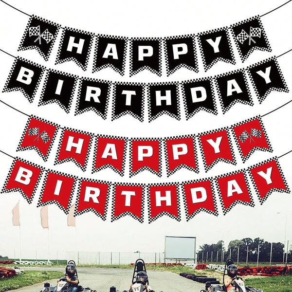 1 pieza Decoración de fondo con tema de carreras de fiesta con cuadrícula en blanco y negro de control de juego de carreras F 1, bandera de tema de carreras con cola de pez para decorar el lugar de la fiesta de cumpleaños, Navidad