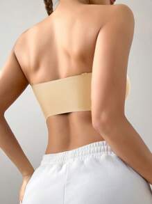 女士无缝无肩带胸罩，露背无线聚拢胸罩，柔软舒适的无衬里内衣