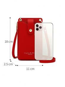 New Japanese Style Women Cross-Body Mini Leather Phone Pouch Multi-Function Smallest Bag - Red - View 6