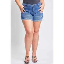 Plus Size Women's Curvy Fit Ultra  Cuffed Shorts - M Xanh trung bình Rips - Xem 9