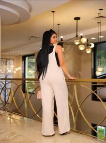 Ana Visco Lycra Jumpsuit Without Pocket - 杏色 - 查看 1