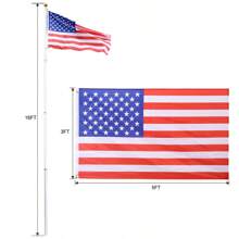 Flag Poles For Outside House, 16/25FT Sectional Flag Pole Kit, Extra Thick Heavy Duty Aluminum Flagpole, Outdoor Inground Flag Poles With Topper Balls For Yard, Residential Or Commercial - Silver - View 4