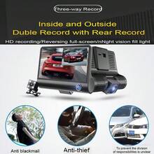 3 Channel Dash Cam Front Inside Rear Three Way Triple Car Camera IR Night Vision - Black - View 5