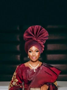 Nigerian Women's Hat Aso Oke Handmade Folding Fan Layered African Hat Topper Cap, Auto Gel Headwear, Suitable For Weddings, Parties, And Other Festivals, Adjustable Sleep Bonnet - Nigerian Turban Hat - View 3