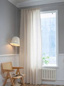 Bubaba 1 件针织提花窗帘,波西米亚农舍亚麻混纺遮光窗帘,适用于家庭、卧室、客厅、厨房、餐厅、咖啡厅、玄关、窗帘杆口袋,四季家居使用 - 乳白色 - 查看 7