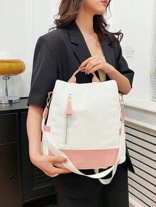 1 Ví Ba Lô Colorblock Dành Cho Nữ, Túi Đeo Vai Nổi Hình Học, Túi Đựng Laptop Du Lịch Chống Trộm, Ba Lô Du Lịch Chống Trộm, Túi Đi Học Dung Tích Lớn Chống Nước, Ba Lô Du Lịch Đeo Vai Hai Chiều Nhẹ, Túi Đi Học Dung Tích Lớn, Túi Đeo Vai Hai Chiều Nhẹ - Nhiều màu - Xem 4