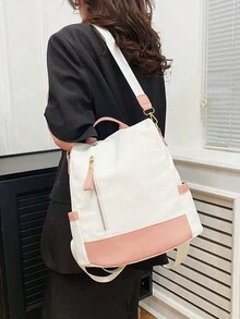 1 Ví Ba Lô Colorblock Dành Cho Nữ, Túi Đeo Vai Nổi Hình Học, Túi Đựng Laptop Du Lịch Chống Trộm, Ba Lô Du Lịch Chống Trộm, Túi Đi Học Dung Tích Lớn Chống Nước, Ba Lô Du Lịch Đeo Vai Hai Chiều Nhẹ, Túi Đi Học Dung Tích Lớn, Túi Đeo Vai Hai Chiều Nhẹ - Nhiều màu - Xem 6