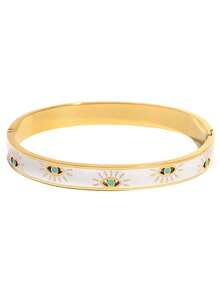 Turkish Evil Eyes Stainless Steel Bracelet Bangle For Women Men Fashion Drip Oil Lucky Eyes Cuff Bracelets Jewelry Gift - 1pc Bracelet - View 4