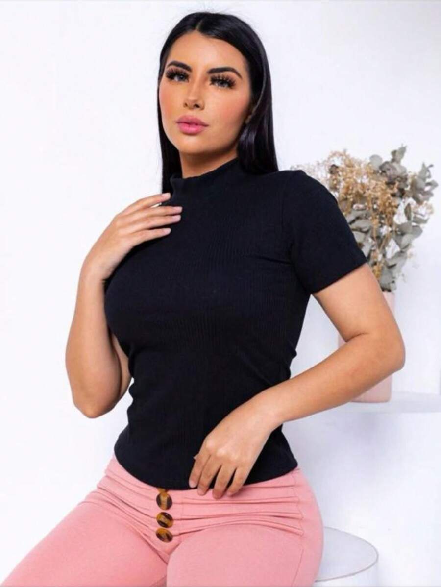 BASIC BLOUSE HIGH NECK CACHARREL RIBBON