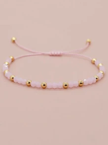 1 pezzo Braccialetto regolabile di lusso con perline in rame, cristalli arcobaleno e design minimalista creativo per donne