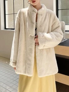 Cappotti morbidi e soffici da donna - Beige - Visualizzare 3