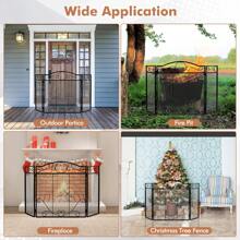 3-Panel Fireplace Screen, Folding Spark Guard With Exquisite Pattern For Baby & Pets, Freestanding Fence For Wood Burner, Open Fire, No Assembly Required, Black - Black - View 5