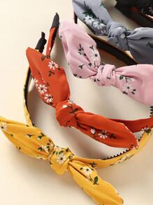 5pcs/Set Cute Flower Pattern Headbands, Bowknot Headbands With Serrated Simple Bow Design