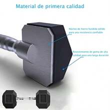 Juego de 2 mancuernas hexagonales recubiertas de goma de 10 lb, pesas de mano, conceptos básicos, entrenamiento, fitness, mancuernas hexagonales para hombres y mujeres - Negro - Ver 6
