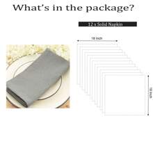12pcs Solid Color Cloth Napkins, Washable Cotton Table Napkin For Household Dining Fall Autumn Decor Wedding Hotel 45*45cm - Grey - View 2
