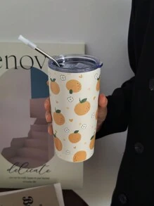 1 件 20 盎司/600 毫升水果系列保温杯、双层真空杯、带盖旅行杯、露营咖啡杯、保温瓶（不含吸管）水瓶返校 - 彩色 - 查看 13