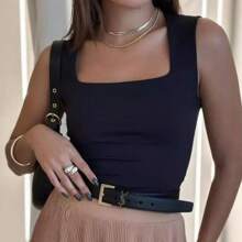 SQUARE Women's Bodysuit Square Neckline  Casual Comfortable