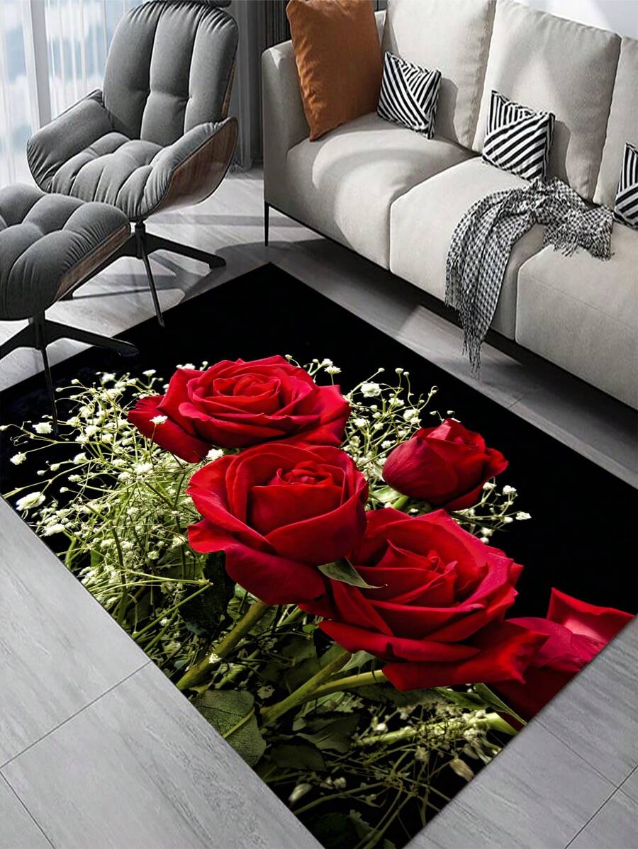 1 tấm thảm hoa hồng đỏ thẫm, chất liệu polyester nhẹ, thích hợp trang trí trong nhà, có thể dùng làm quà tặng dịp lễ. - Nhiều màu - Xem 1