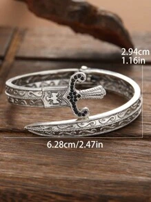 1pc Punk Gothic Geometric Opened Sword Cuff Bangle Bracelet Personality Couple Gift For Men Hiphop Jewelry