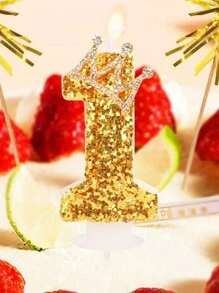 New Golden Crystal Diamond Crown Candles Numbered 0-9 For Birthday, Anniversary, Party Cake Decor - Gold - View 7