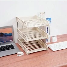 1 件装多层三层文件篮收纳架 - 易于组装、节省空间、带整理板的桌面整理器、文件托盘、办公室桌面收纳架、水平访问、方便的文件收纳盒、适合办公室和家庭使用的文件收纳架 - 彩色 - 查看 12