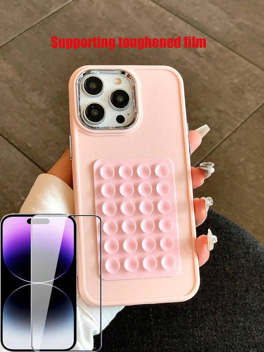 Octo Buddy Electroplated Photo Frame Suction Cup Anti-Drop Phone Protective Case Compatible With IPhone With Tempered Glass Screen Protector - Multicolor - View 1