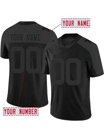 Anpassat namn och nummer Pojkvänstil Broderad amerikansk fotbollströja för män Black V-hals Personlig kortärmad skjorta Party Game Training Tävling Sport Top DIY S-XXL,Snygg,Mode,Hipster,Casual,Minimal Chic,Personlig,Anpassad,Anpassad,Unik,Karlkläder/Kläddra,C Presenter till honom, pojkvän, familj, vänner, för födelsedagar, för semester/semester, för skola/tävling, för sport/klättring