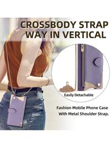 keyunfei حقيبة كروس بودي موضة مع سلسلة معدنية، مرآة مكياج، فتحات بطاقات، حامل مضاد للسقوط، محفظة سحاب متوافقة مع Apple 17 Pro/16 Pro، Galaxy A32 4G، OPPO A54، Moto G22، Honor X9b/Y9a، Pixel 7 Pro، Redmi Note 9 5G