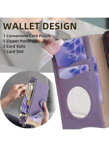 keyunfei حقيبة كروس بودي موضة مع سلسلة معدنية، مرآة مكياج، فتحات بطاقات، حامل مضاد للسقوط، محفظة سحاب متوافقة مع Apple 17 Pro/16 Pro، Galaxy A32 4G، OPPO A54، Moto G22، Honor X9b/Y9a، Pixel 7 Pro، Redmi Note 9 5G