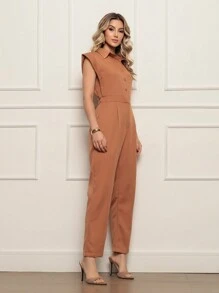 ALETHEIA- JAPANESE SLEEVE JUMPSUIT TAILOR TANK WITH ELASTIC ON THE WAIST THAT ADJUSTS THE BODY AND LEAVES A WAIST - Rust Brown - View 1