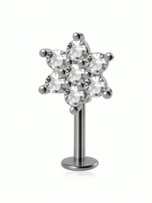 1PC Stainless Steel Marquise Vertical Post Helix Piercing Crown/Butterfly Earrings Cartilage Helix Stud Body Piercing Jewelry - As Shown - View 15