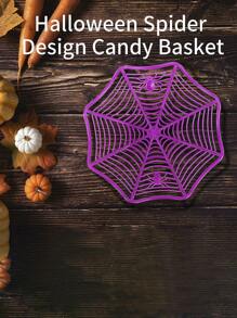 1pc Halloween Spider Decor Fruit Basket, Candy Holder Decorative Basket Home Room Decoration Halloween Party Christmas Gift
