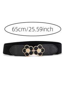 1PC Girl's Halloween Elegant Flower Buckle Belt Back To School Winter Gift Ideas Boy Girl Valentine's Day - Black - View 5