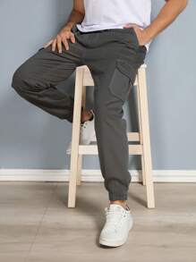 Men's Cargo Pants WITH Elastic Stitch - 深灰色 - 查看 1