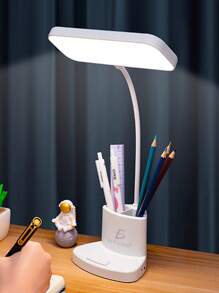 Lámpara de escritorio USB con brazo ajustable y puerto de carga - Blanco - Ver 4
