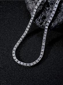 1 قطعة قلادة تنس مرصعة بالراينستون بعرض 3 مم/4 مم/5 مم، بطراز الهيب هوب البسيط، مناسبة للارتداء اليومي، يمكن ارتداؤها من الجنسين