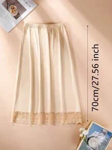 3pcs/1pc Women's Waist Cincher Anti-Static Anti-Light Inner Lining Lace Decor Long Midi-Length Skirt Slip, Elastic And Adjustable Waistband, Multiple Colors & Sizes (One Size Fits All) Valentine's Day Summer, School Fall, Autumn, Halloween